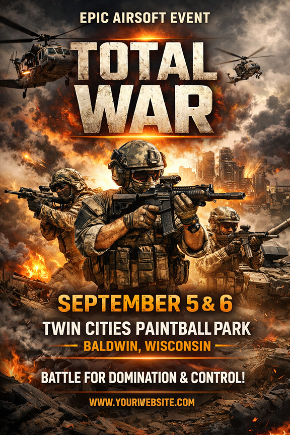 TOTAL WAR  AIRSOFT GAME POSTER